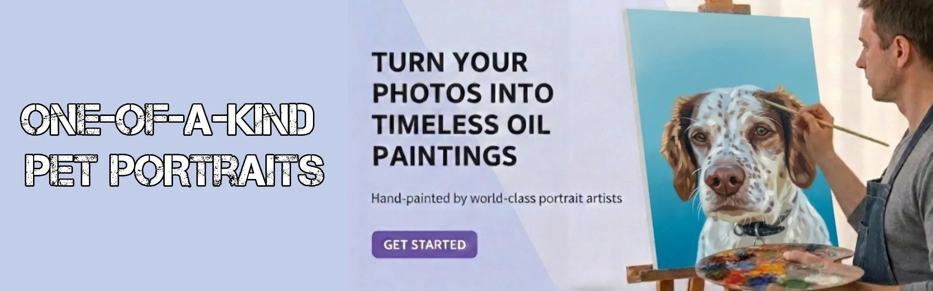 Hand‑painted pet portrait transforming a pet photo into a detailed oil painting.